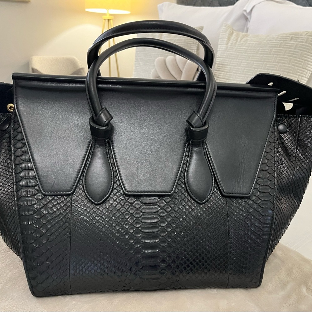 Celine Tie Knot Black Python Leather Tote Bag - image 2